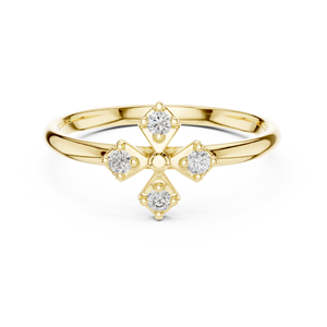 Anillo de oro macizo de 14k para mujer, con diamante de corte redondo minimalista inspirado en un brújula, ideal para regalo, compromiso, aniversario o boda. - Product Image 1