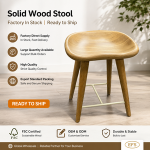 Tabouret en bois moderne pour la maison, tabouret en chêne blanc, meubles pour la maison, prêt à être expédié - Product Image 2