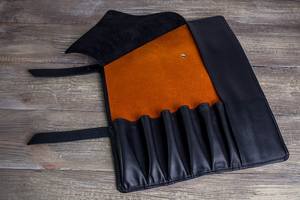 Real <b>Leather</b> <b>Tool</b> <b>Pouch</b> Genuine <b>Leather</b> Roll up <b>Pouch</b> Foldable Case Multi-purpose Classic Knife Roll <b>Tool</b> Bag LKR-0250 - Product Image 2
