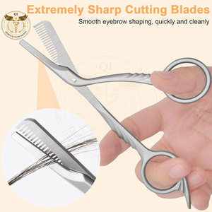 Tijeras para Cejas de Punta Fina Curvadas de Diseño Personalizado, Herramienta de Acero Inoxidable Ligera para el Cuidado de la Belleza para Mujeres - Product Image 3
