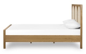 Modern Rattan <b>Headboard</b> and Footboard <b>Bed</b> Frame Wooden Bedstead Black and Natural Panel <b>Bed</b> for Hotel Home Bedroom - Product Image 4