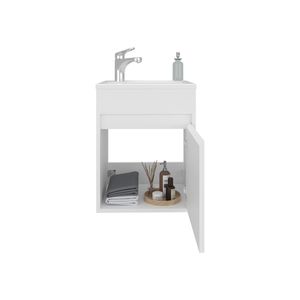Mobile Bagno Sospeso Compatto Furman Bianco con Lavabo in Resina e Armadietto a Una Anta - Product Image 5