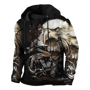 Custom Mens Puff <b>Print</b> <b>Hoodie</b> Screen Printed Graphic Sweatshirt <b>Leopard</b> 3D Printing Heavyweight Fleece Casual Streetwear Hoodies - Product Image 3