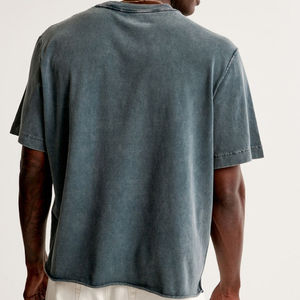 Camiseta Larga Unisex con Efecto Ácido, Algodón Personalizado, Estilo Urbano Oversize, Diseño Vintage Lavado, Patrón Liso, Ringer para Hombre, Ropa Casual - Product Image 5