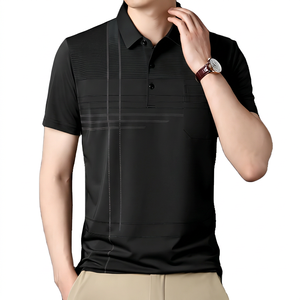 Polo de Manga Corta para Hombre, Estampado Verde, Tejido de Punto, Secado Rápido, Casual, con Diseño de Bolsillo - Product Image 3