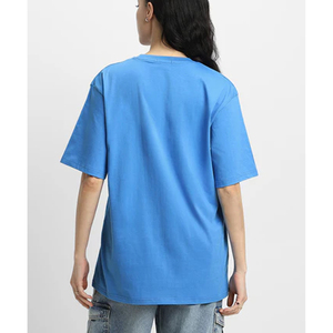 T-shirt bleu oversize à manches courtes pour homme, couleur unie, col rond, jersey décontracté, coupe classique, style épaules tombantes - Product Image 2