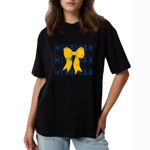 Camiseta de Verano para Mujer con Estampado de los Wolverines, Manga Corta, 100% Algodón, Ropa para el Día del Partido, Artículos para Fanáticas de la Universidad, Linda y Moderna - Product Image 3