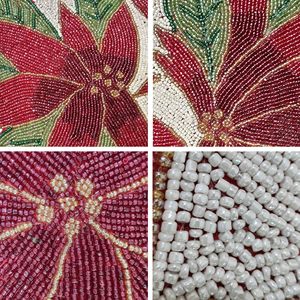 Embroidered Floral <b>Table</b> <b>Runner</b> Red Green Leaves Modern Home Decor Washable Polyester - Product Image 5