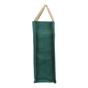 Sac fourre-tout en jute vert avec panneau frontal naturel et poignées robustes - Product Image 2