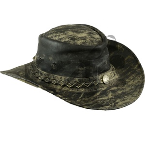 Chapeau de cowboy en cuir de vachette unisexe pour adulte, à large bord, décontracté, toutes saisons, imprimé par sublimation, broderie machine, style européen - Product Image 1