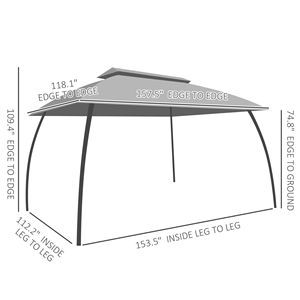 Modern 10x13 ft Patio Gazebo <b>Canopy</b> with Vented <b>Roof</b> and Netting Dark Gray Aluminum Pole Outdoor Garden Furniture Shelter - Product Image 3