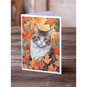 La Perm Cat in Fall การ์ดอวยพร A7แพ็คการ์ดเปล่าแปลกๆ8ใบพร้อม5x7ขนาดซองจดหมาย - Product Image 2