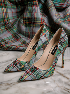 Escarpins à talons aiguilles écossais personnalisés pour femmes, motif tartan, pour mariage, soirée, fabricant OEM & ODM - Product Image 1