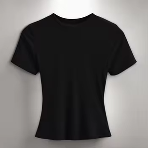 <b>Women's</b> <b>Black</b> Cotton Crew Neck T-Shirt Short Sleeve Regular Fit Solid Color Casual Jersey Knit Breathable All Seasons - Product Image 1