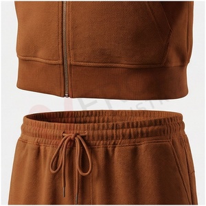Conjunto Deportivo Marrón para Hombre, Manga Larga, Capucha con Cierre Frontal, Estampado, Transpirable, Corte Regular, para Otoño - Product Image 5