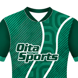 Maillot de rugby vert émeraude et blanc à manches courtes, col en V, motif géométrique, uniforme d'équipe personnalisé, respirant, pour l'entraînement et le sport - Product Image 3
