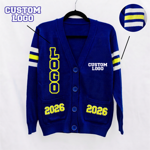 Cárdigan Personalizado para Hermandades y Fraternidades, Tejido Acrílico, Estilo Vintage, Invierno, Doble Botonadura, Secado Rápido, Suéteres Universitarios KSU para Mujer - Product Image 1