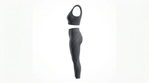 Conjunto de Yoga para Mujer de 2 Piezas, Tallas Grandes, Sin Mangas, Cintura Elástica, Transpirable, de Alta Calidad, Color Liso, para Fitness, MOQ Bajo: 20 Conjuntos - Product Image 4