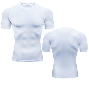 T-shirt de compression à manches courtes pour hommes, style pull-over, extensible, couleur unie, service OEM, vêtements de sport, vente en gros fabricant - Product Image 4