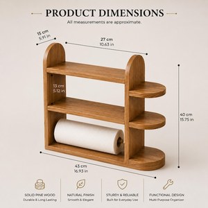 Wooden Double Tier <b>Storage</b> <b>Rack</b> For <b>Kitchen</b> Countertop Minimalist Style Standing Type Durable With Coffee Bag Holder perfume - Product Image 3