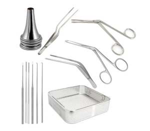 Juego de 12 Piezas para Extracción de Cuerpos Extraños del Oído, Instrumentos Quirúrgicos Manuales de Acero Inoxidable, Duraderos, con Certificación CE Clase II para Oído Medio - Product Image 1