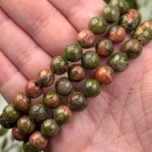 สร้อยข้อมืออูนาไคต์ ลูกปัดคริสตัลยืดได้ สร้อยข้อมือคริสตัลธรรมชาติคุณภาพพรีเมียม เครื่องประดับอัญมณีธรรมชาติ สร้อยข้อมือคริสตัลบำบัด ขายส่งจำนวนมาก - Product Image 1