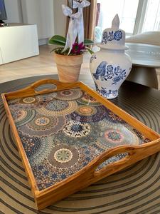 Plateau de service ovale en bois de luxe, écologique, poli, avec un design chinois traditionnel, pour la décoration de la maison et les fêtes - Product Image 4