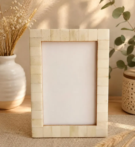 Handcrafted Bone Inlay Picture Holder | Natural Bone Decor | Wedding Gift - Product Image 1