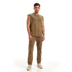 New Custom Logo <b>Distressed</b> Relaxed Fit Vest 280G Heavyweight Washed Vintage Tank <b>Top</b> 100% Cotton Raw Cut Edges Men's Tank <b>Top</b> - Product Image 3