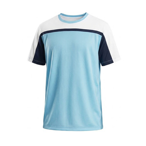Camiseta de Manga Corta para Hombre Ekin Impex, Color Azul Claro, Azul Marino y Blanco, Cuello Redondo, Corte Regular, Transpirable, Estilo Deportivo Informal - Product Image 3