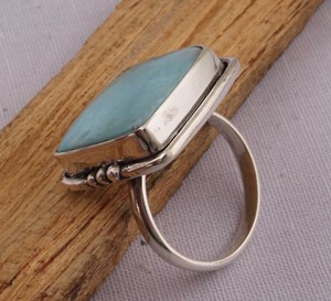 Natural Larimar Large Square <b>Ring</b> 925 Sterling <b>Silver</b> Jewelry Big Stone <b>Statement</b> <b>Ring</b> Caribbean Blue Gemstone <b>Ring</b> for Women - Product Image 5