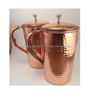 ที่มีคุณภาพสูงทองแดงเหยือกการออกแบบที่ดีที่สุดผลิตภัณฑ์ที่ทำด้วยมือลูกบิดที่มีฝาปิดทองแดงเหยือกน้ำสำหรับขายใช้โรงแรมและใช้ในบ้าน - Product Image 3