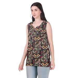 Kurti Corto Étnico de Moda para Mujer – Kurta Estampada de Corte Regular para Ocasiones Casuales y Festivas - Product Image 4