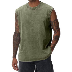 Débardeurs de sport pour hommes, T-shirts sans manches, T-shirts de musculation, T-shirts de gym délavés à l'acide, pour la course, la plage, coupe ample, athlétiques, été, fitness - Product Image 2