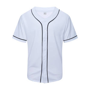 Men's <b>White</b> Baseball Jersey Short Sleeve Button Front Moisture Wicking Polyester Sport Shirt Regular Fit All Seasons - Product Image 5