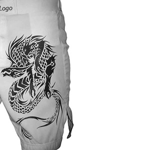 Shorts de boxe pour hommes LAMA INDUSTRIES, blanc et noir, motif dragon, taille élastique, respirant, polyester, équipement d'entraînement toutes saisons - Product Image 3