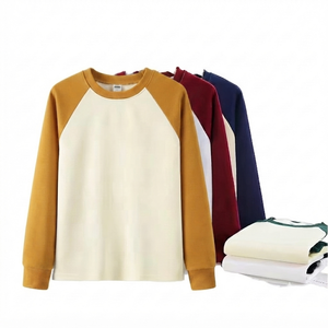 Men <b>Raglan</b> <b>Long</b> <b>Sleeve</b> <b>T</b> <b>Shirt</b> Unisex Baseball Tee 100% Polyester CrewNeck Casual Pullover 320g Anti-Pilling Breathable Front - Product Image 1