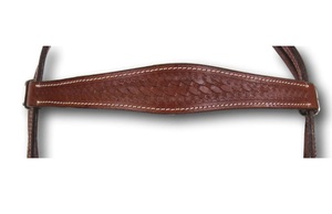 Cabezada, pechopetral y riendas de cuero marrón estilo western, con diseño de tejido de cesta hecho a mano, duraderas para equitación. - Product Image 2