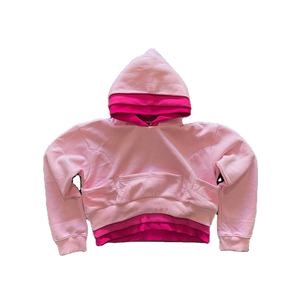 Sweat à capuche double couche rose pour homme, marque privée |   Logo personnalisé, étiquettes et emballages |   Sweat-shirt streetwear en gros - Product Image 1