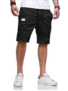Pantalones Cortos Casuales para Hombre, Multicolores, Sólidos, con Logotipo Frontal, Satinados, Ecológicos, Cintura Elástica con Cordón, Secado Rápido, para Exteriores - Product Image 2
