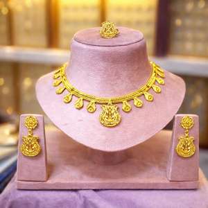 Elegante Juego de Collar y Pendientes de Oro de 24 Quilates, Diseño Intrincado en Forma de Pera Vintage, para Bodas, Aniversarios y Fiestas, Joyería de Aleación - Product Image 2