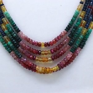 Collier de perles de pierres précieuses naturelles certifiées GIA, saphir, émeraude, rubis, facettées, rondes, 5 couches, 370 CT, prix de gros - Product Image 6
