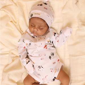 Body à manches longues en bambou biologique élasthanne de qualité supérieure imprimé d'animaux de ferme pour jouets en peluche - Product Image 1