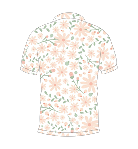 Mens <b>White</b> Peach Floral Print <b>Polo</b> Shirt Short Sleeve Casual Summer Golf Shirt - Product Image 2