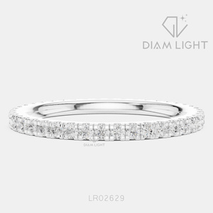 Bague de mariage en or blanc 14 carats avec diamant de laboratoire certifié IGI, taille ronde 0,504 carats, bijoux fins - Product Image 1