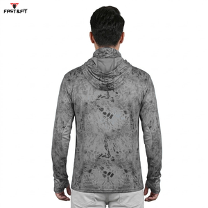 Vente en gros de sweats à capuche de pêche pour hommes, à manches longues, légers, respirants, à séchage rapide, avec sublimation de logo - Product Image 2