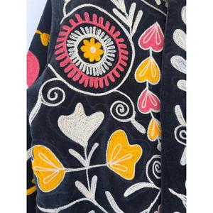 Handmade Suzani Cotton Embroidery Winter Varsity <b>Jacket</b> Floral Design Gift for Her Festive Boho <b>Hippie</b> Coat - Product Image 6