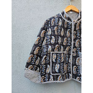 Manteau matelassé imprimé pour femme, col montant, boutons sur le devant, poches plaquées, veste en tricot, vêtement d'extérieur décontracté pour l'automne, cadeau pour elle - Product Image 2