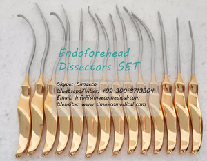 Ensemble de 12 dissecteurs endofrontaux en acier inoxydable plaqué or Instruments de type rétracteur manuel Chirurgie générale SM-101 SIMAECO - Product Image 4