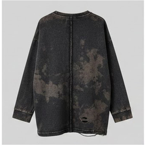 Camiseta de Algodón 100% Personalizada con Logotipo, Estilo Vintage Desgastado, Corte Regular, Estilo Urbano, con Rasgaduras - Product Image 2